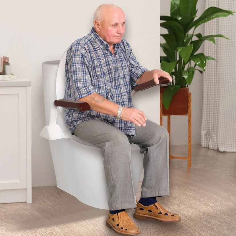 Adjustable Toilet Safety Rail with Dual Armrests for Elderly Support