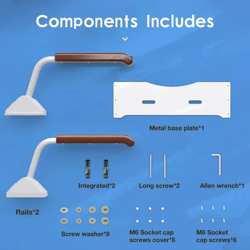 Adjustable Toilet Safety Rail with Dual Armrests for Elderly Support