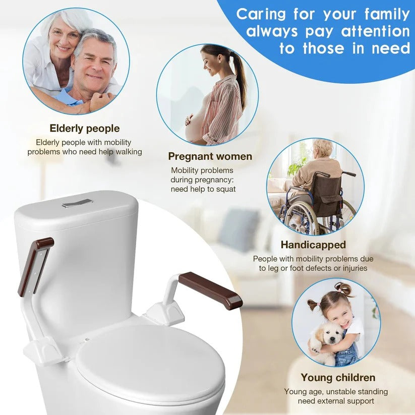 Adjustable Toilet Safety Rail with Dual Armrests for Elderly Support