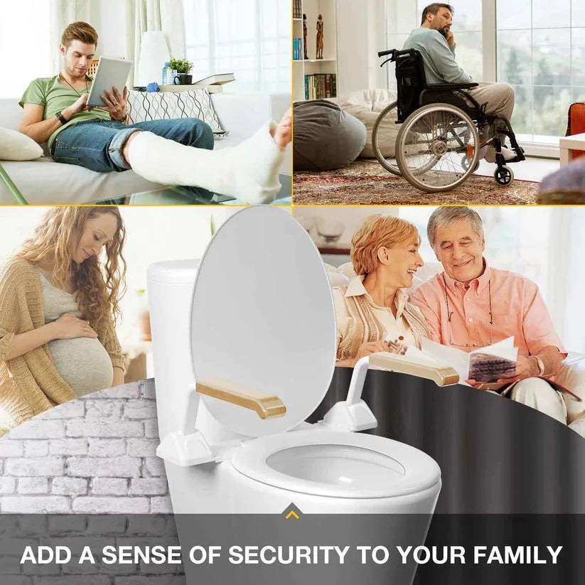 Adjustable Toilet Safety Rail with Dual Armrests for Elderly Support