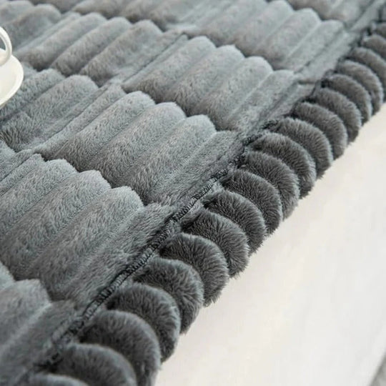 Plush Sofa Slipcover with Pleated Skirt Design