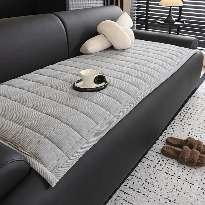 Machine Washable Quilted Sofa Cover with Grip Backing and Padded Surface