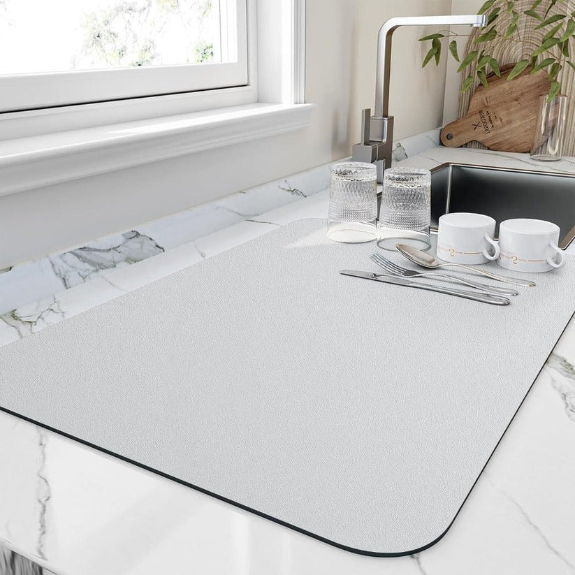 Kitchen Dish Drying Mat with Quick Absorbent Microfiber