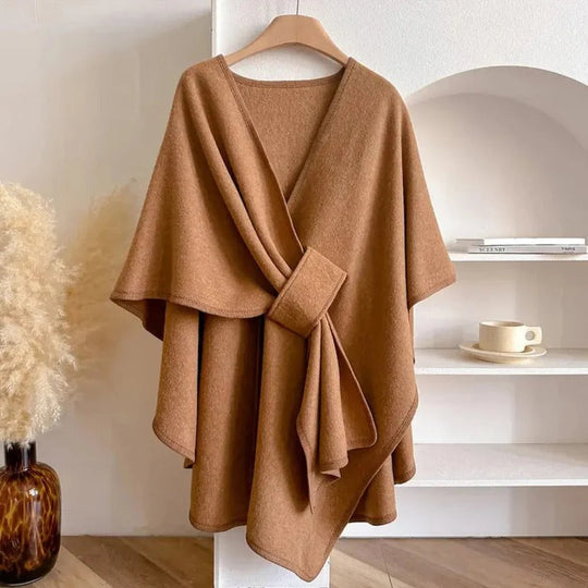 Women's Microfiber Poncho Coat with Adjustable Front Closure