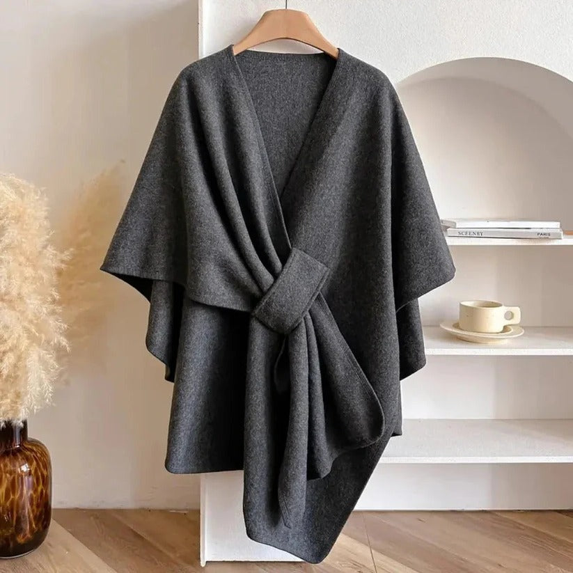 Women's Microfiber Poncho Coat with Adjustable Front Closure