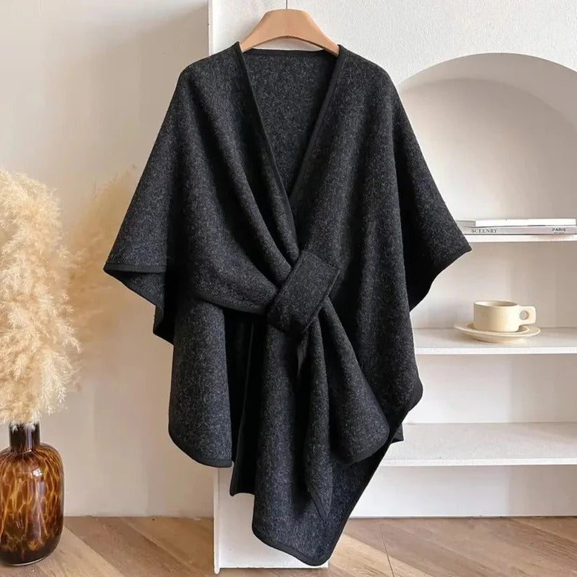 Women's Microfiber Poncho Coat with Adjustable Front Closure
