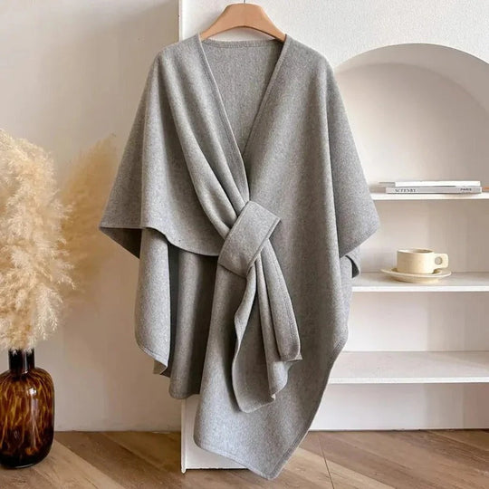 Women's Microfiber Poncho Coat with Adjustable Front Closure