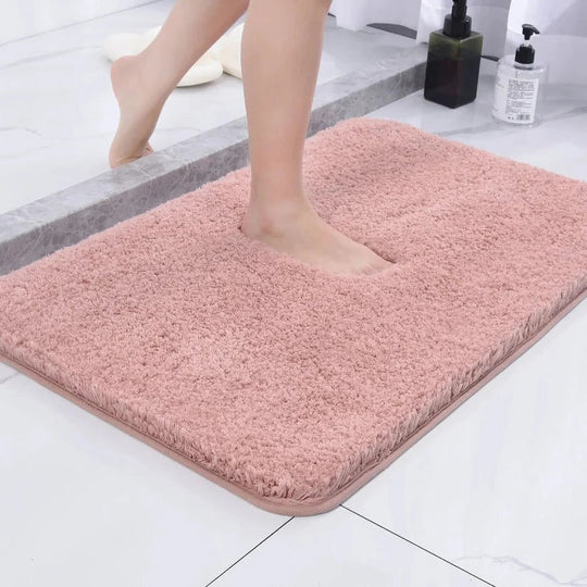 Faux Fur Bathroom Rug with Non-Slip Grip and Thick Cushion Design