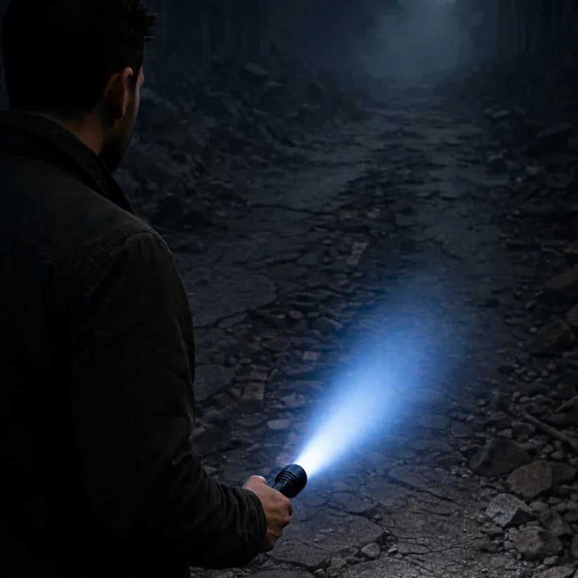Rechargeable Blue Beam Flashlight with Adjustable Focus