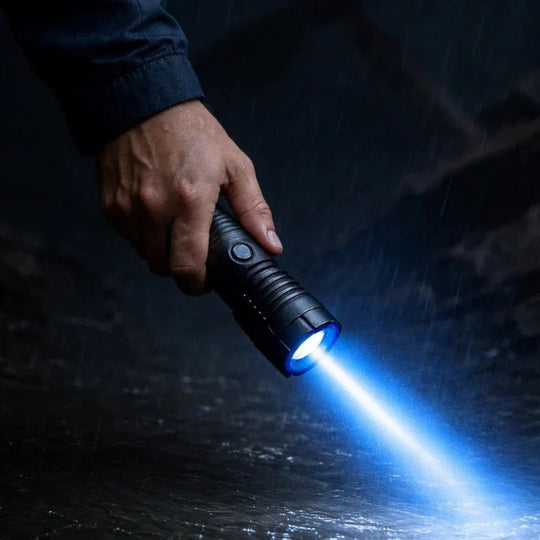 Rechargeable Blue Beam Flashlight with Adjustable Focus