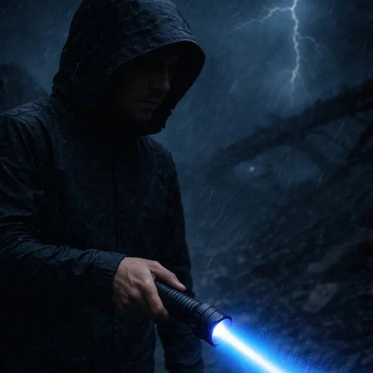 Rechargeable Blue Beam Flashlight with Adjustable Focus