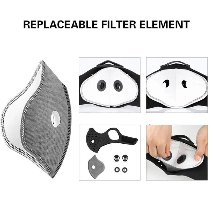 Reusable Breathable Face Mask with Replaceable Carbon Filter Insert