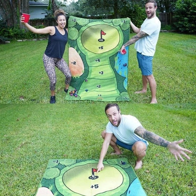 Mini Tabletop Golf Putting Practice Set with Adhesive Target Base Pad