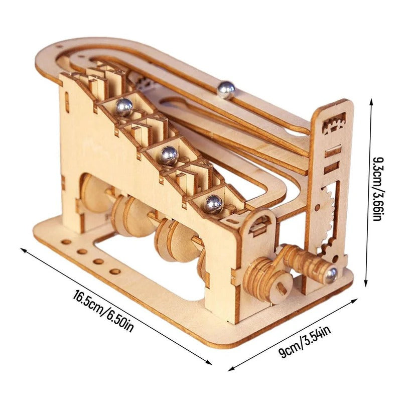3D DIY Mechanical Marble Track Building Kit in Wood for Adults