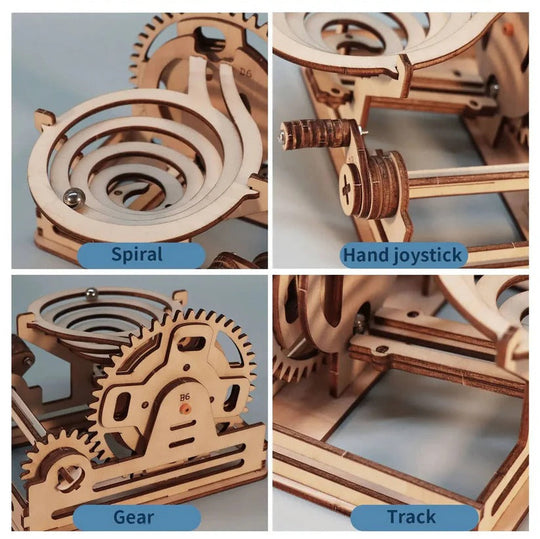 3D DIY Mechanical Marble Track Building Kit in Wood for Adults
