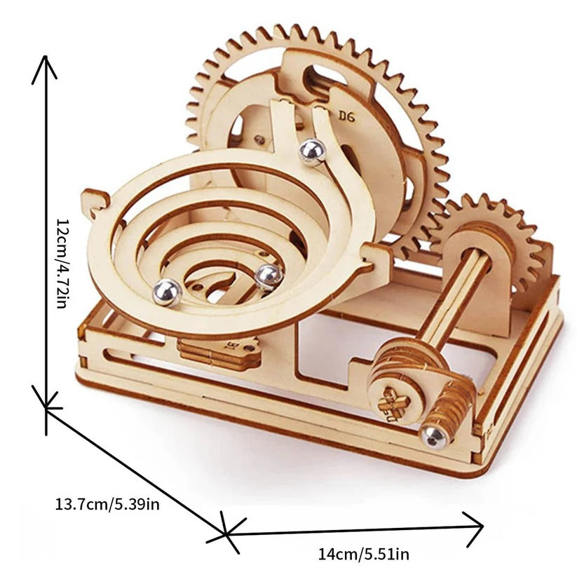 3D DIY Mechanical Marble Track Building Kit in Wood for Adults