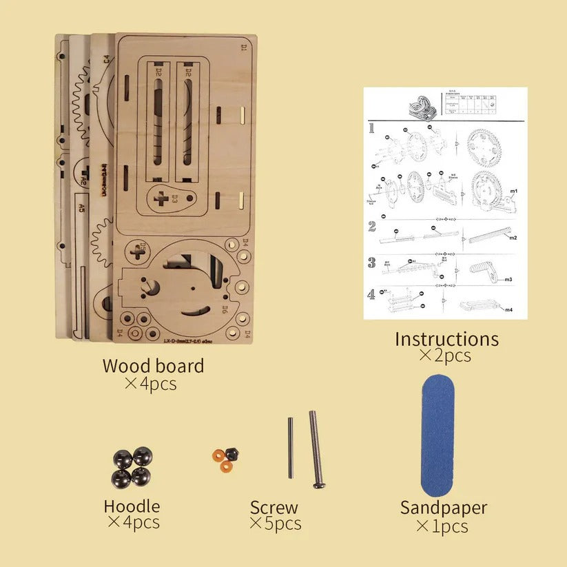 3D DIY Mechanical Marble Track Building Kit in Wood for Adults