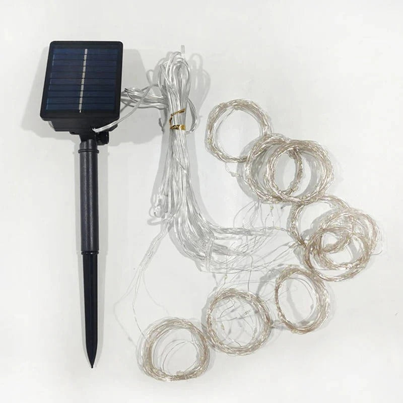 Solar Powered Outdoor Curtain Fairy String Lights for Garden and Patio