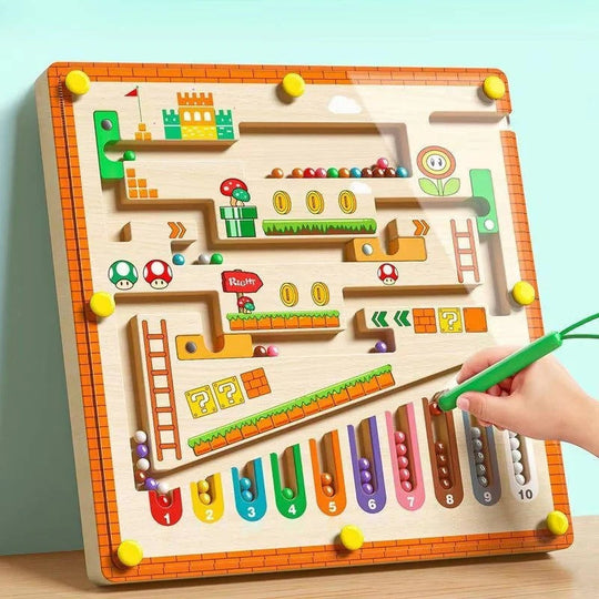 Wooden Magnetic Maze Puzzle Board for Kids with Colour Sorting and Montessori Pen