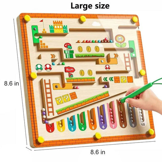 Wooden Magnetic Maze Puzzle Board for Kids with Colour Sorting and Montessori Pen