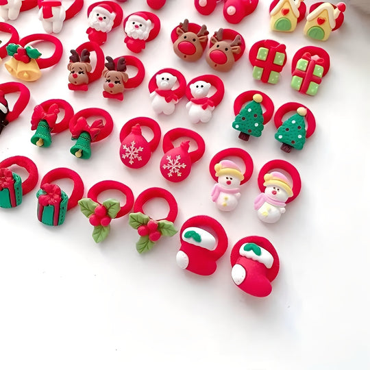 Holiday Elastic Ponytail Hair Ties Set for Kids, 10 Pieces