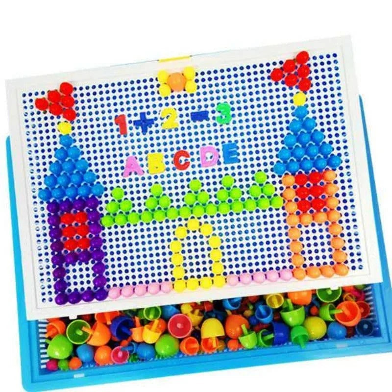 Mosaic Peg Board Puzzle Set for Kids with Storage Box, 296 Pieces