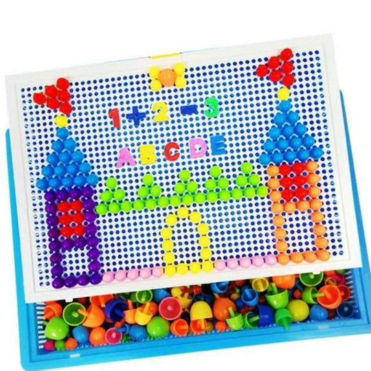 Mosaic Peg Board Puzzle Set for Kids with Storage Box, 296 Pieces