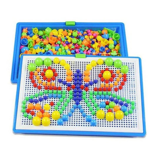 Mosaic Peg Board Puzzle Set for Kids with Storage Box, 296 Pieces