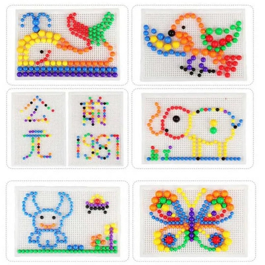 Mosaic Peg Board Puzzle Set for Kids with Storage Box, 296 Pieces
