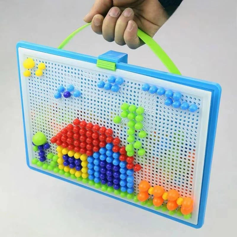 Mosaic Peg Board Puzzle Set for Kids with Storage Box, 296 Pieces