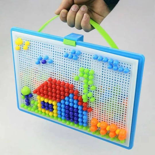 Mosaic Peg Board Puzzle Set for Kids with Storage Box, 296 Pieces