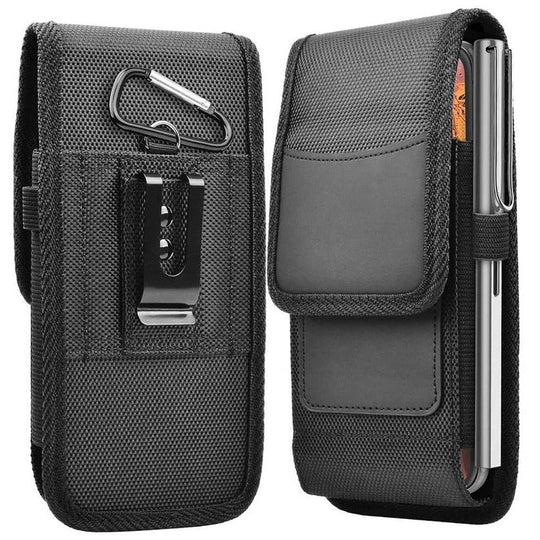 Cell Phone Belt Clip Case with Pouch and Flap Closure