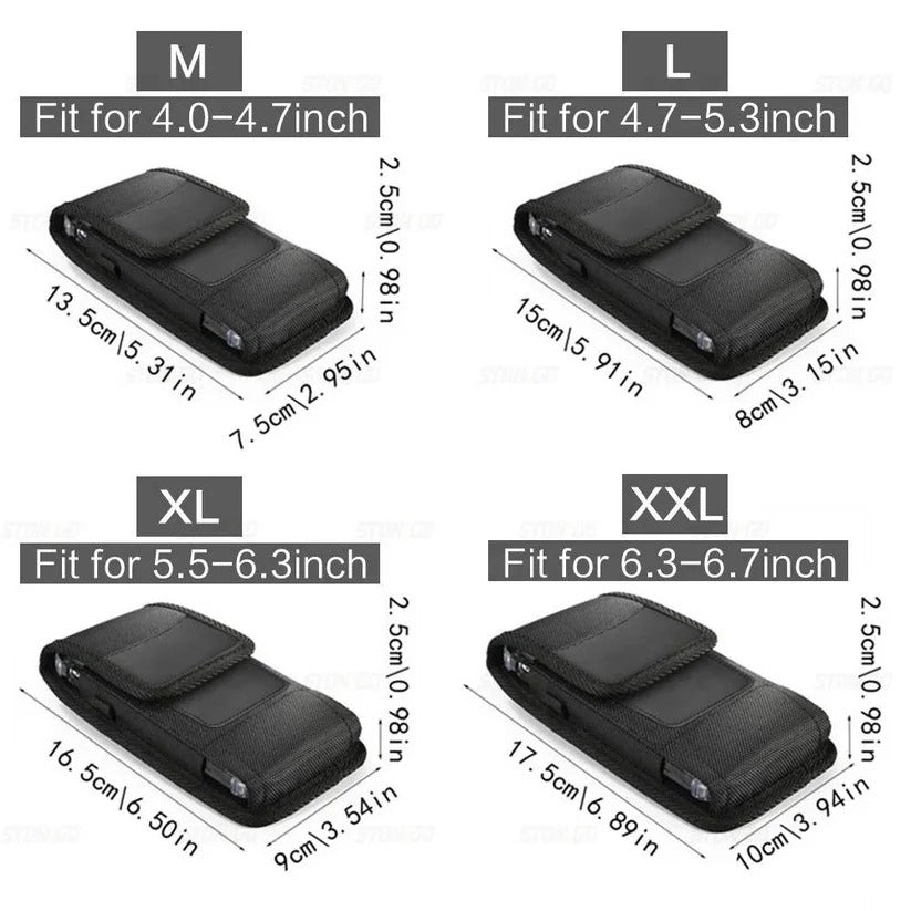Cell Phone Belt Clip Case with Pouch and Flap Closure