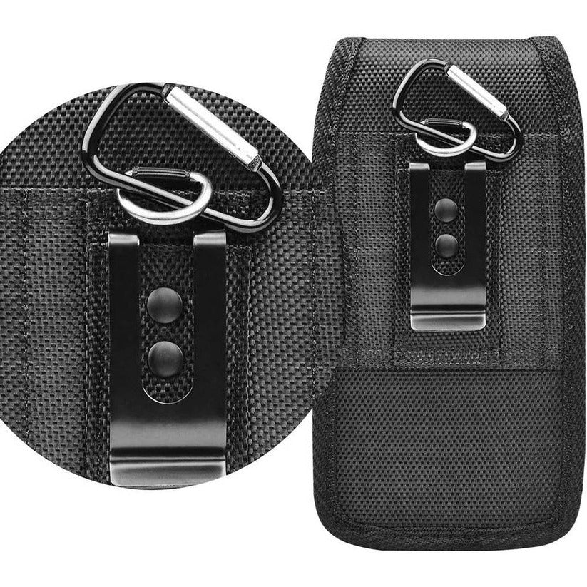 Cell Phone Belt Clip Case with Pouch and Flap Closure