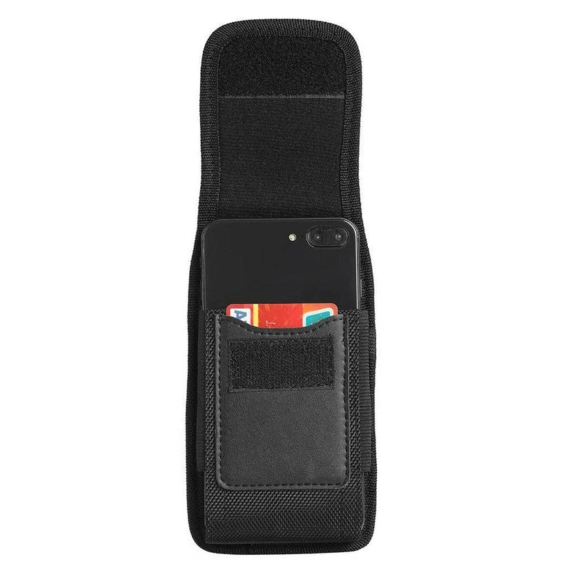 Cell Phone Belt Clip Case with Pouch and Flap Closure