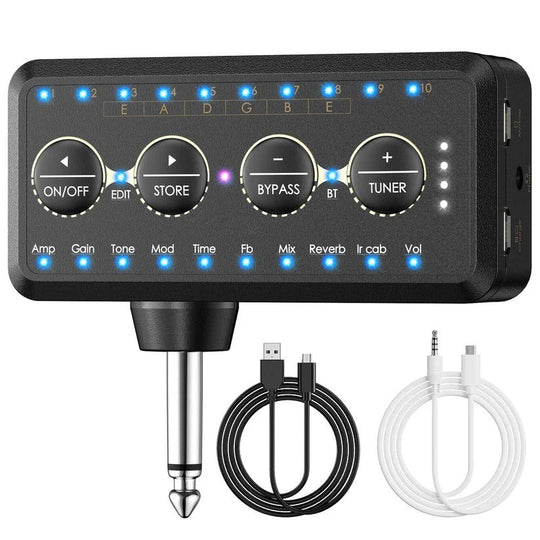 Mini Headphone Guitar Amplifier with 10 Preamps and USB Recording