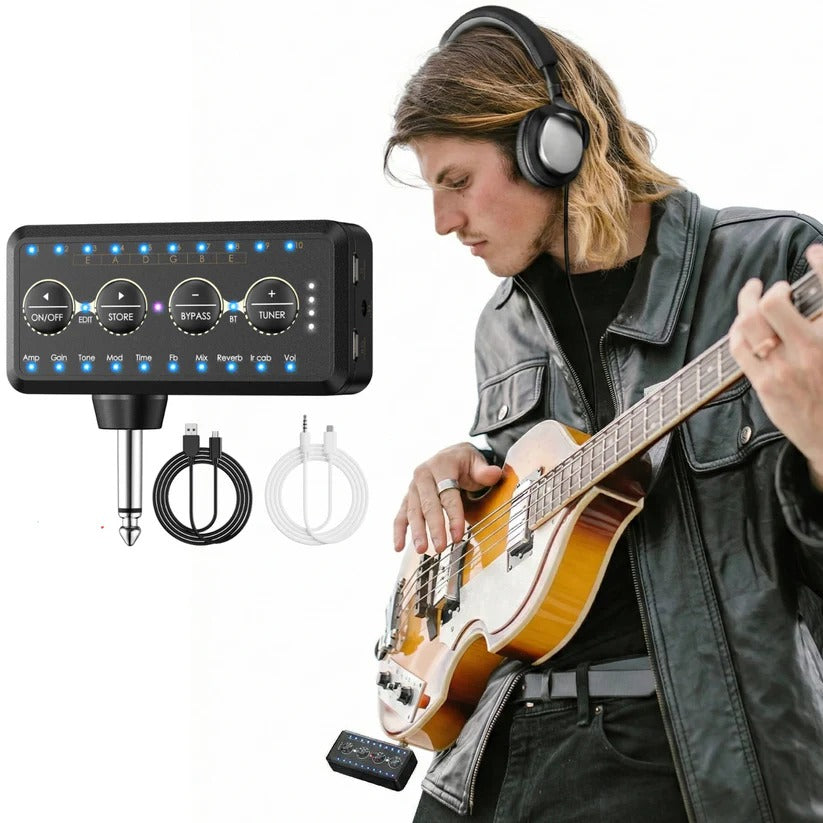 Mini Headphone Guitar Amplifier with 10 Preamps and USB Recording