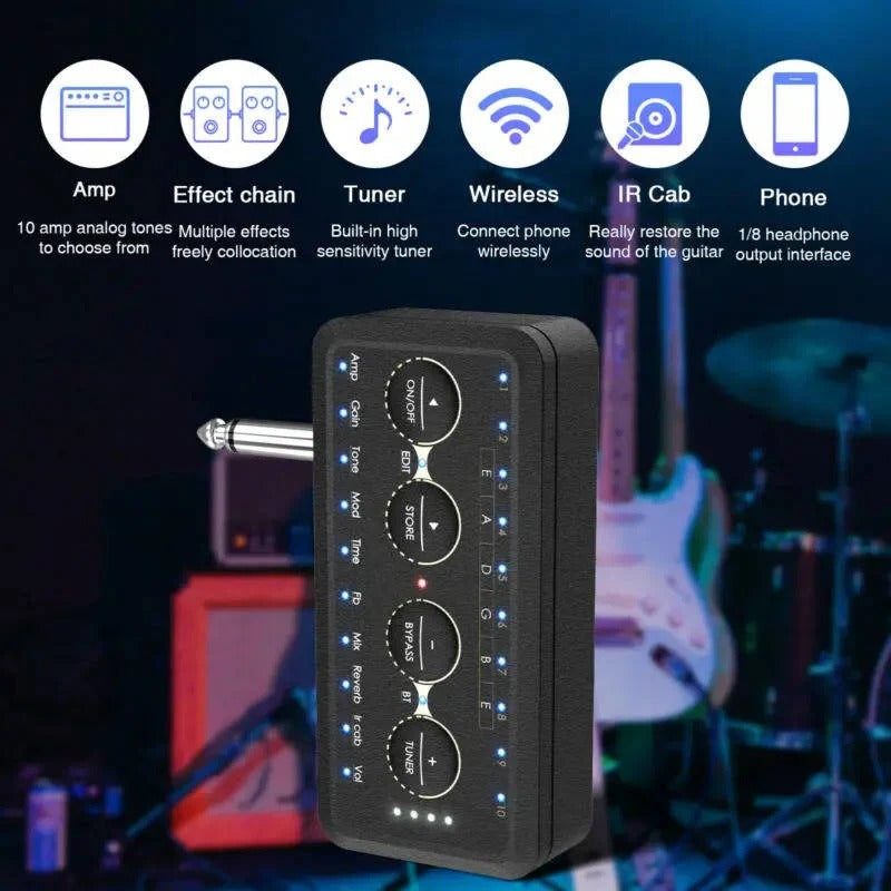 Mini Headphone Guitar Amplifier with 10 Preamps and USB Recording