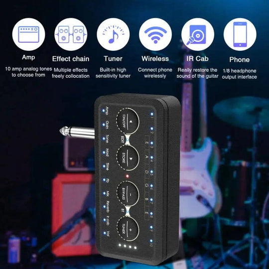 Mini Headphone Guitar Amplifier with 10 Preamps and USB Recording