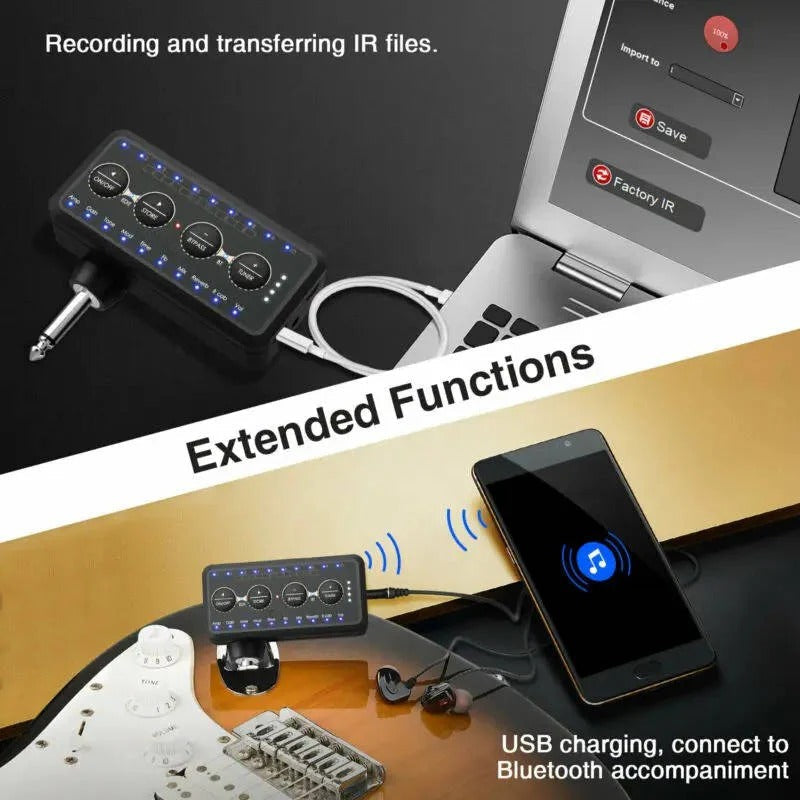 Mini Headphone Guitar Amplifier with 10 Preamps and USB Recording