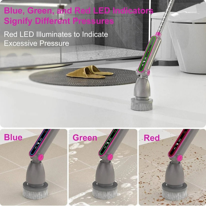 Electric Spin Scrubber with Rotating Brush Head and Adjustable Handle