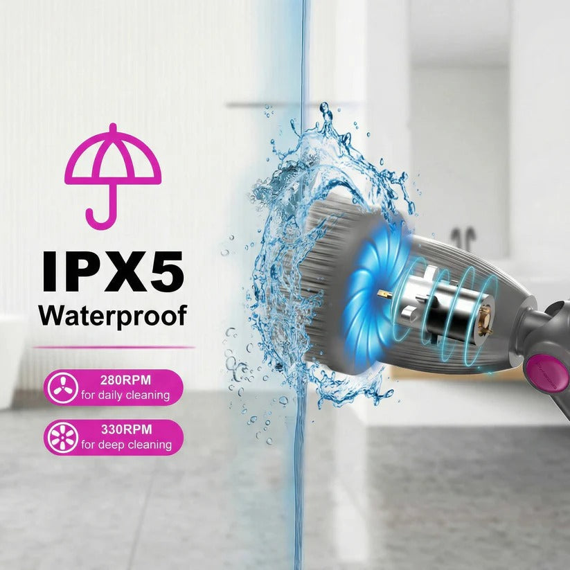Electric Spin Scrubber with Rotating Brush Head and Adjustable Handle