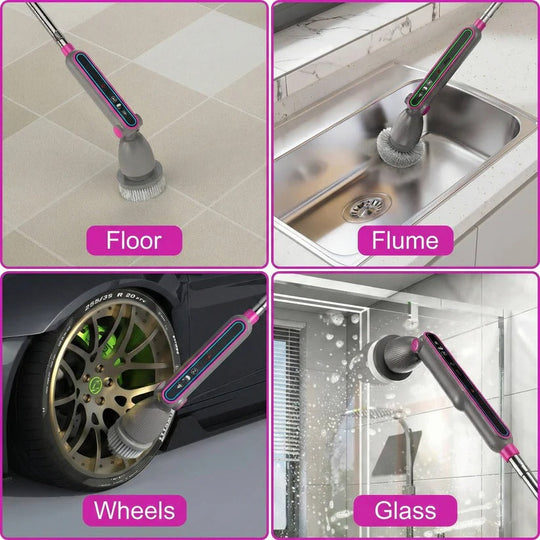 Electric Spin Scrubber with Rotating Brush Head and Adjustable Handle