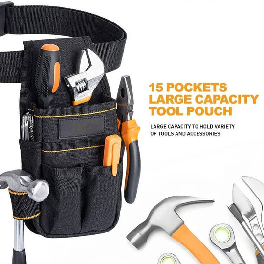 Electrician Tool Pouch with Adjustable Belt and Reinforced Base