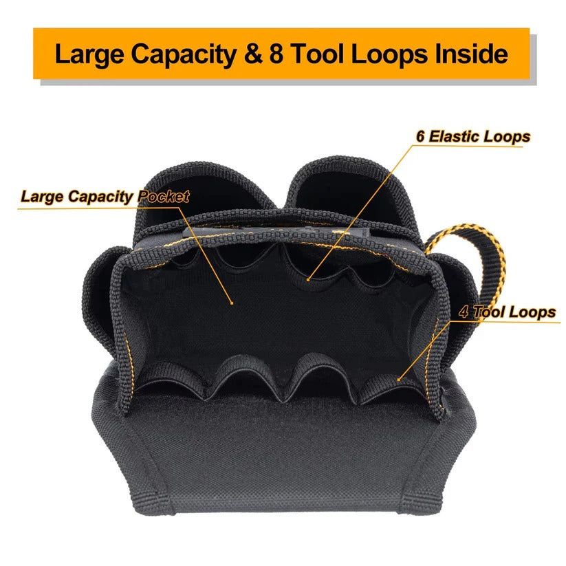 Electrician Tool Pouch with Adjustable Belt and Reinforced Base