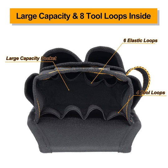 Electrician Tool Pouch with Adjustable Belt and Reinforced Base