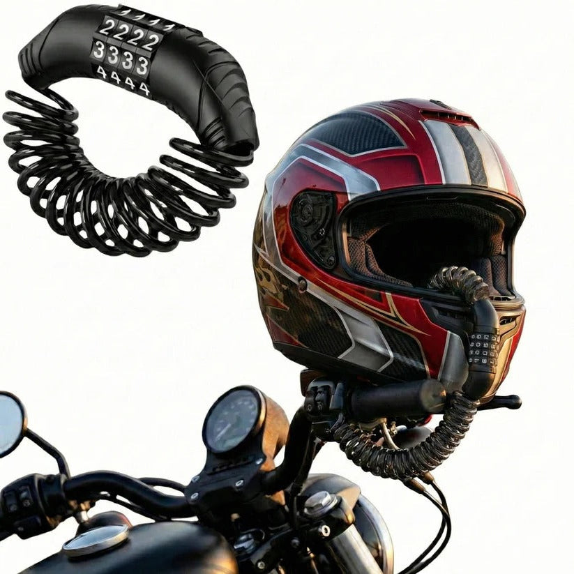 Motorcycle Helmet Cable Lock with 59 Inch Steel Cable and Resettable Combination