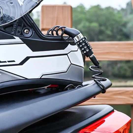 Motorcycle Helmet Cable Lock with 59 Inch Steel Cable and Resettable Combination