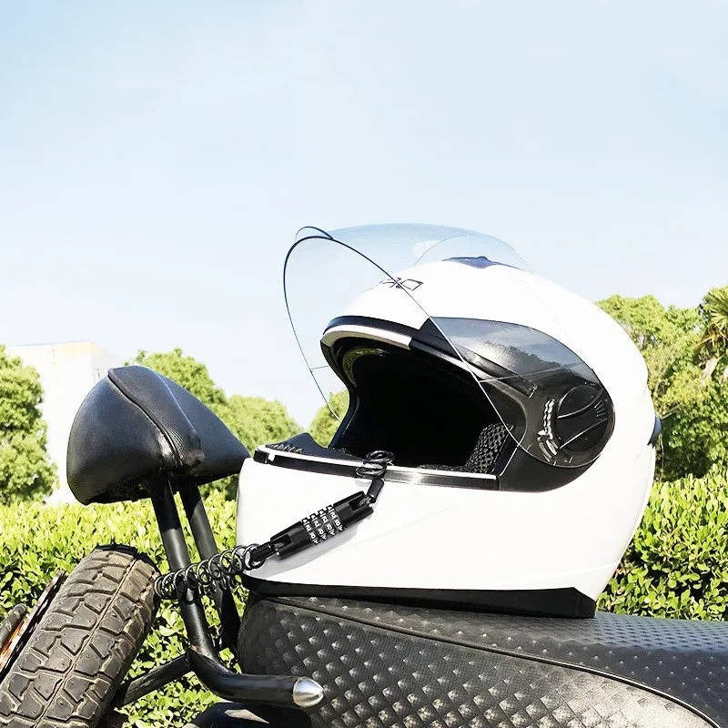 Motorcycle Helmet Cable Lock with 59 Inch Steel Cable and Resettable Combination