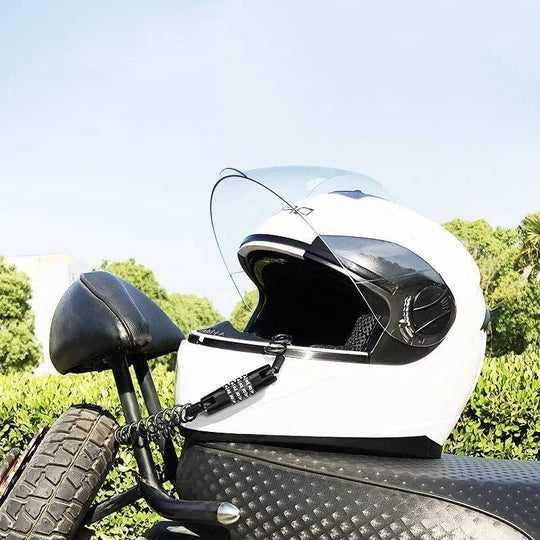 Motorcycle Helmet Cable Lock with 59 Inch Steel Cable and Resettable Combination